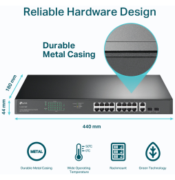 Switch TP-Link TL-SG1218MP 18 ports Gigabit rackable avec 16 PoE+