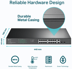Switch TP-Link TL-SG1218MP 18 ports Gigabit rackable avec 16 PoE+ — image 7