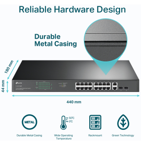 Switch TP-Link TL-SG1218MP 18 ports Gigabit rackable avec 16 PoE+