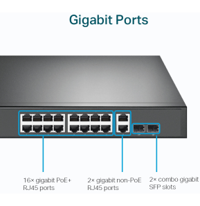 Switch TP-Link TL-SG1218MP 18 ports Gigabit rackable avec 16 PoE+