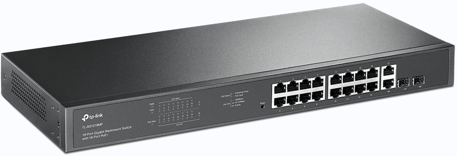 جهاز Switch TP-Link TL-SG1218MP 18 منفذ Gigabit قابل للتثبيت في الرف مع 16 PoE+ — صورة 2