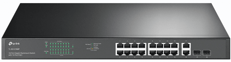 جهاز Switch TP-Link TL-SG1218MP 18 منفذ Gigabit قابل للتثبيت في الرف مع 16 PoE+ — صورة 1
