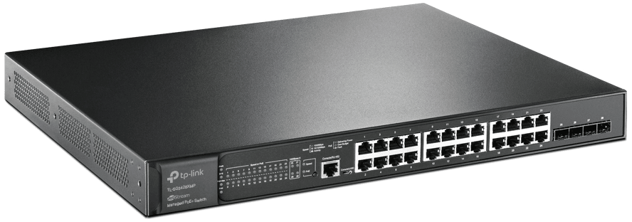 جهاز Switch مُدار TP-Link TL-SG3428XMP JetStream 24 منفذ PoE+ Gigabit و4 منافذ 10GE SFP+ L2+ — صورة 2