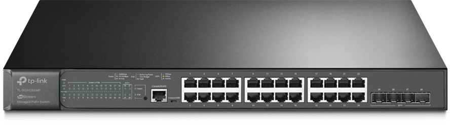 جهاز Switch مُدار TP-Link TL-SG3428XMP JetStream 24 منفذ PoE+ Gigabit و4 منافذ 10GE SFP+ L2+ — صورة 1