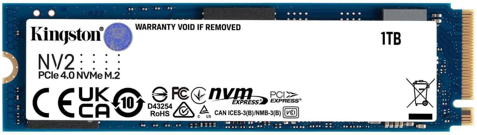 Kingston NV2 M.2 2280 PCIe Gen4 x4 NVMe 1 TB Internal SSD (SNV2S/1000G) — image 1
