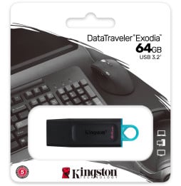 Clé USB Kingston DataTraveler Exodia USB Type-A 3.2 Gen1 - 64 Go (DTX/64GB)