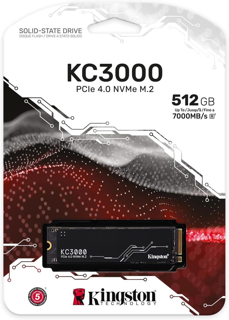 قرص SSD داخلي Kingston KC3000 M.2 2280 PCIe Gen4 x4 NVMe 3D TLC 512 GB (SKC3000S/512G) — صورة 1