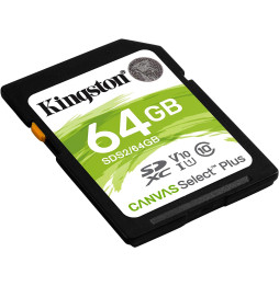 Carte mémoire Kingston Canvas Select Plus 64 Go SDXC UHS-I Classe 10 (SDS2/64GB)