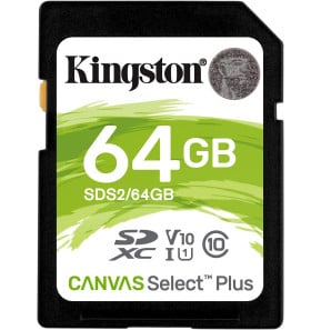 Carte mémoire Kingston Canvas Select Plus 64 Go SDXC UHS-I Classe 10 (SDS2/64GB)