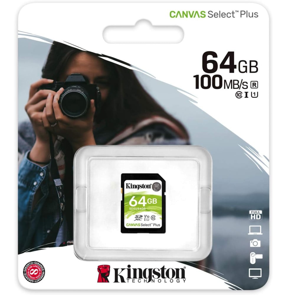 Carte microSDXC Kingston Canvas Select Plus 64Gb (avec adaptateur SD)