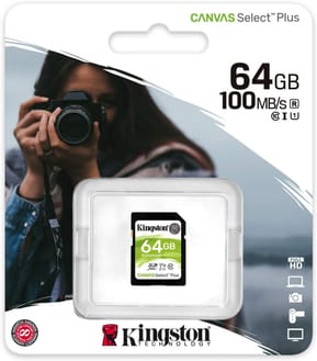 Carte mémoire Kingston Canvas Select Plus 64 Go SDXC UHS-I Classe 10 (SDS2/64GB)