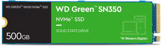 Disque dur interne SSD WD Green SN350 M.2 2280 PCIe Gen3 x4 3D NAND NVMe 480 Go (WDS480G2G0C-00AJM0)