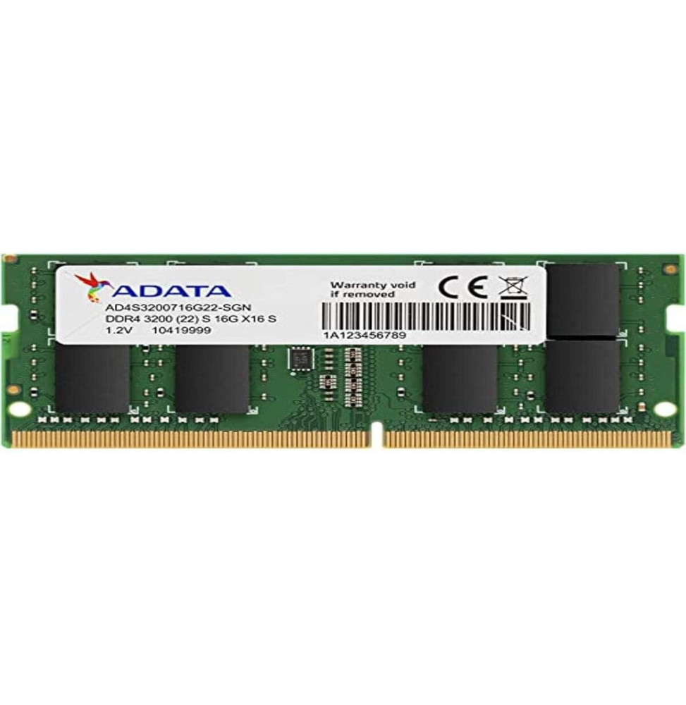Barrette mémoire ADATA SO-DIMM 16GB DDR4 3200 Mhz (AD4S320016G22-SGN)