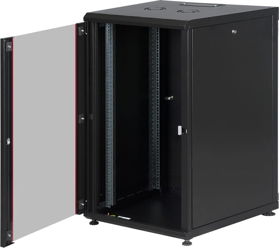 Armoire hyperline Lande 22U 19P 600mm 800mm avec porte avant en verre à ouverture (LN-HL22U6080-BL-B) — image 2