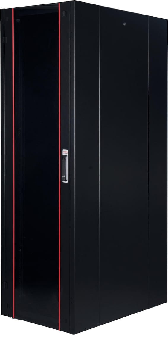 Armoire hyperline Lande 42U 19P 600x800mm avec porte avant en verre à ouverture (LN-HL42U6080-BL-B)
