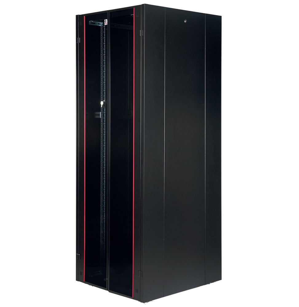 Armoire hyperline Lande 42U 19P 800x1000mm avec porte avant en verre à double ouverture (LN-HL42U8010-BL-B)