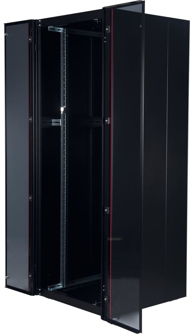 خزانة رفوف Lande HYPERline 42U 19 بوصة 800×1000 مم – باب أمامي زجاجي بمصراعين (LN-HL42U8010-BL-B) — صورة 2