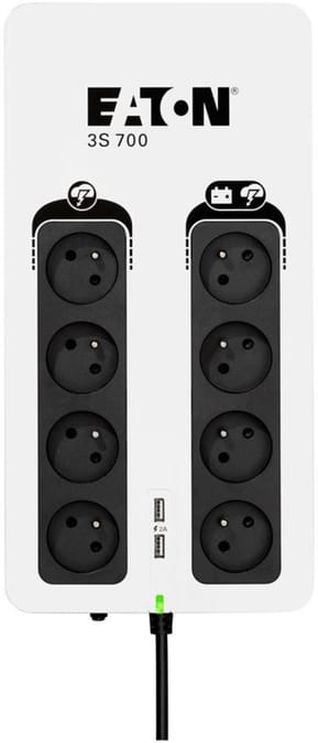 Onduleur Off-Line UPS Eaton 3S gén2 - 420 W / 700 VA - 8 prises FR + 2 USB (3S700F)