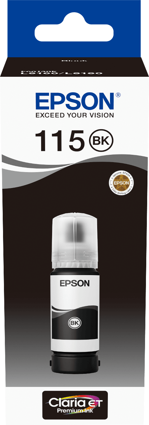 زجاجة حبر Epson EcoTank 115 أسود أصلية (C13T07C14A) — صورة 1