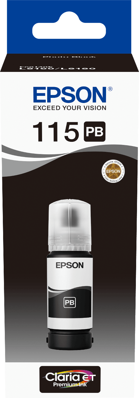 Epson 115 Photo Noir - Bouteille d'encre Epson EcoTank d'origine (C13T07D14A)