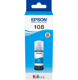 Epson 108 Cyan - Bouteille d'encre Epson EcoTank d'origine (C13T09C24A)