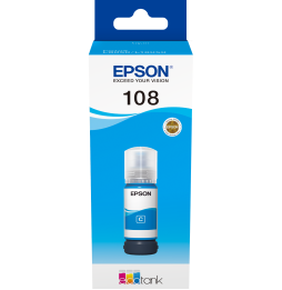 Epson 108 Cyan - Bouteille d'encre Epson EcoTank d'origine (C13T09C24A)