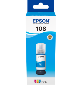 Epson 108 Cyan - Bouteille d'encre Epson EcoTank d'origine (C13T09C24A)