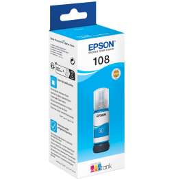 Epson 108 Cyan - Bouteille d'encre Epson EcoTank d'origine (C13T09C24A)