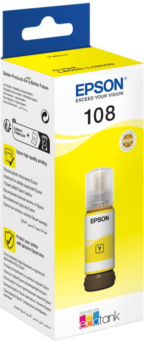 Epson 108 Jaune - Bouteille d'encre Epson EcoTank d'origine (C13T09C44A) — image 3