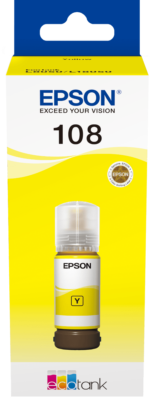 زجاجة حبر Epson EcoTank أصلية Epson 108 أصفر (C13T09C44A) — صورة 2