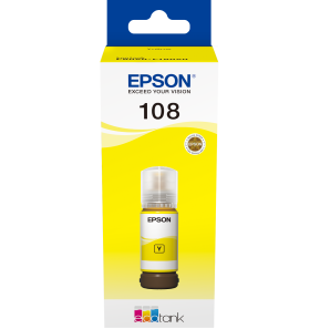 Epson 108 Jaune - Bouteille d'encre Epson EcoTank d'origine (C13T09C44A)