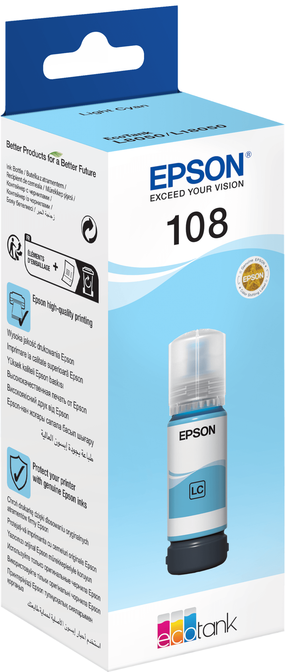 Epson 108 Cyan clair - Bouteille d'encre Epson EcoTank d'origine (C13T09C54A) — image 3