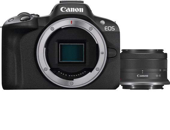 Appareil photo hybride Canon EOS R50 + objectif RF-S 18-45mm F4.5-6.3 IS STM (5811C013AA)