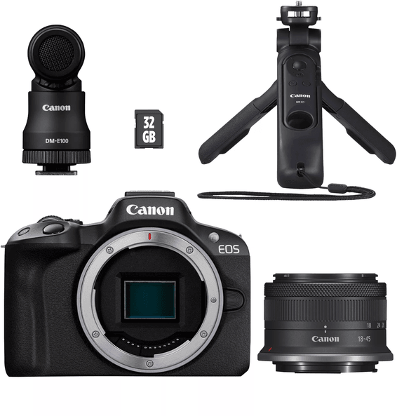 Appareil photo hybride Canon EOS R50 + objectif RF-S 18-45mm F4.5-6.3 IS STM - Kit pour vlogueur (5811C035AA)