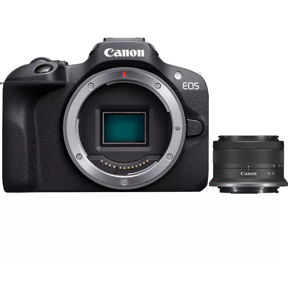 Appareil photo hybride Canon EOS R100 + objectif RF-S 18-45mm F4.5-6.3 IS STM (6052C013AA)