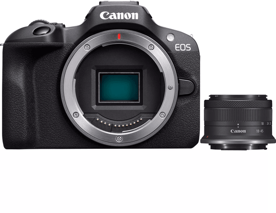 Appareil photo hybride Canon EOS R100 + objectif RF-S 18-45mm F4.5-6.3 IS STM (6052C013AA)