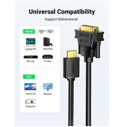Cable Ugreen HDMI Male vers DVI - 2 mètres (10135)