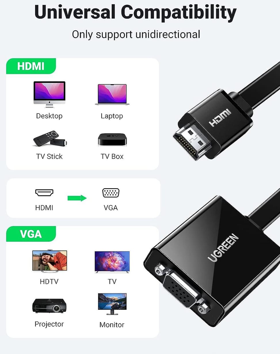 Adaptateur Ugreen HDMI vers VGA avec audio (40248) — image 2