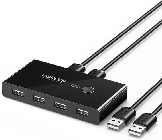 Switch Commutateur USB 2.0 Ugreen 4 Ports pour 2 PC 2 Entrées 4 Sorties USB (30767)