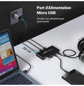 Switch USB 3.0 Ugreen 4 Ports pour 2 PC (30768)