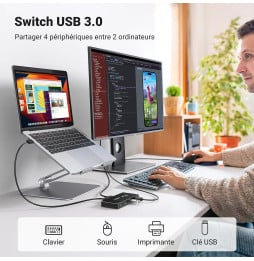 Switch USB 3.0 Ugreen 4 Ports pour 2 PC (30768)