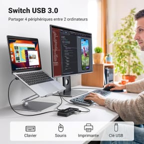 Switch USB 3.0 Ugreen 4 Ports pour 2 PC (30768) — image 3