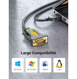 Câble Série Ugreen Câble USB 2.0 vers RS232 DB9 Mâle - 1.5 mètre (20211)