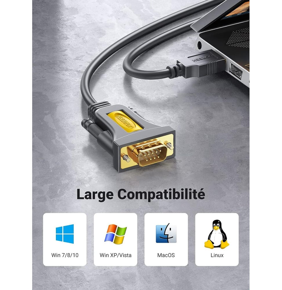 Câble Série Ugreen USB 2.0 vers RS232 DB9 Mâle