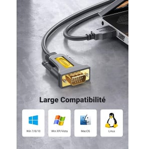Câble Série Ugreen Câble USB 2.0 vers RS232 DB9 Mâle - 1.5 mètre (20211)