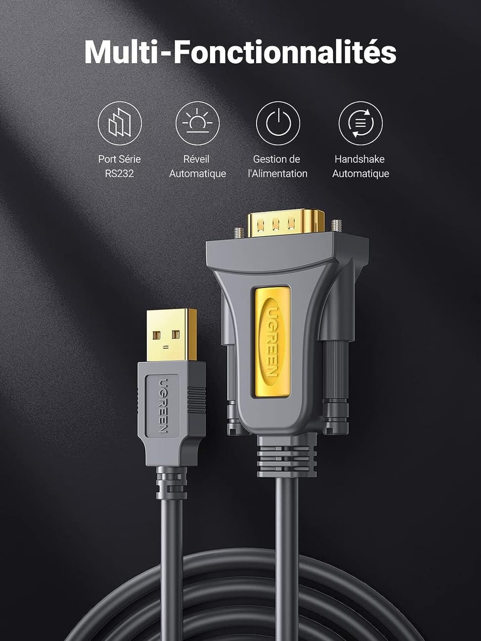 كابل تسلسلي Ugreen USB 2.0 إلى RS232 DB9 ذكر - 1.5 متر (20211) — صورة 4