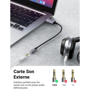 Câble Ugreen USB-A vers port audio jack 3.5 mm (30757)