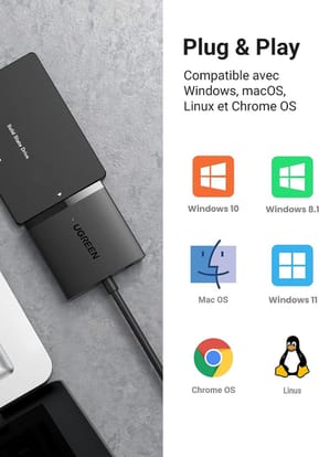 Adaptateur Ugreen USB 3.0 vers 2,5/3,5 SATA (60561) — image 5