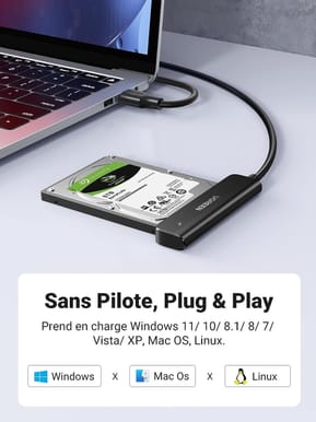 Adaptateur Ugreen Câble SATA USB 3.0 pour SSD et Disques Durs 2,5 Pouces (70609) — image 4