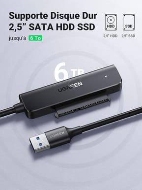 Adaptateur Ugreen Câble SATA USB 3.0 pour SSD et Disques Durs 2,5 Pouces (70609) — image 3